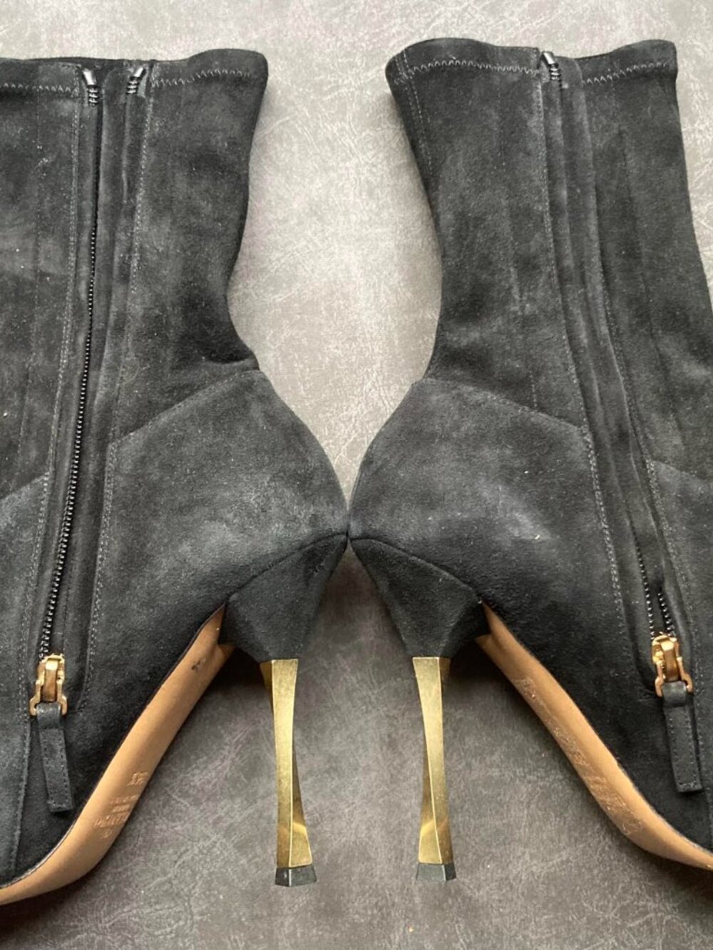 Valentino Black Suede Leather Pointed Toe Ankle Boots, size 6.5